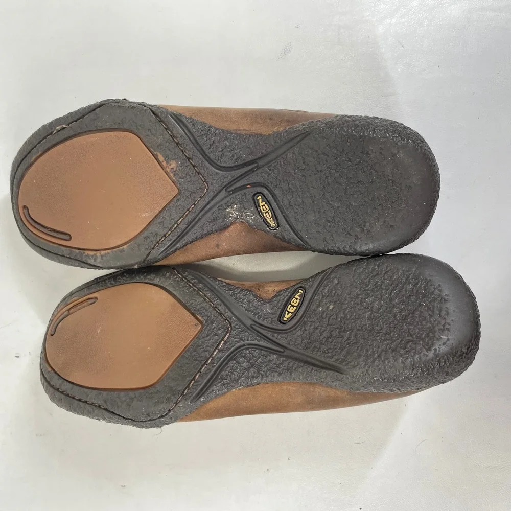 Keen Presidio Brown Leather Suede Slip On Shoes Womens 8.5 Contrast Stitching